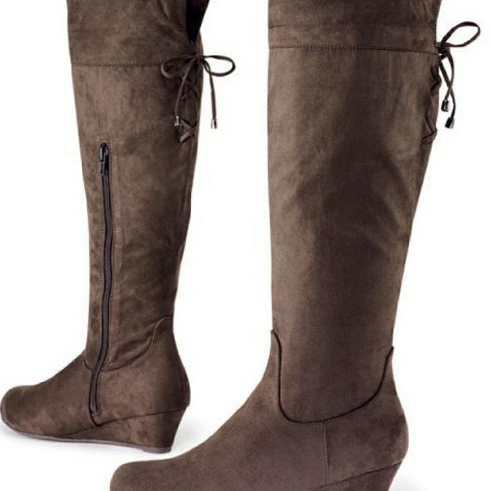 Over the knee brown boots